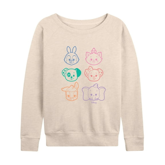 Disney Classics - Stacked Outline Faces - Women's Lightweight French Terry Long Sleeve Shirt