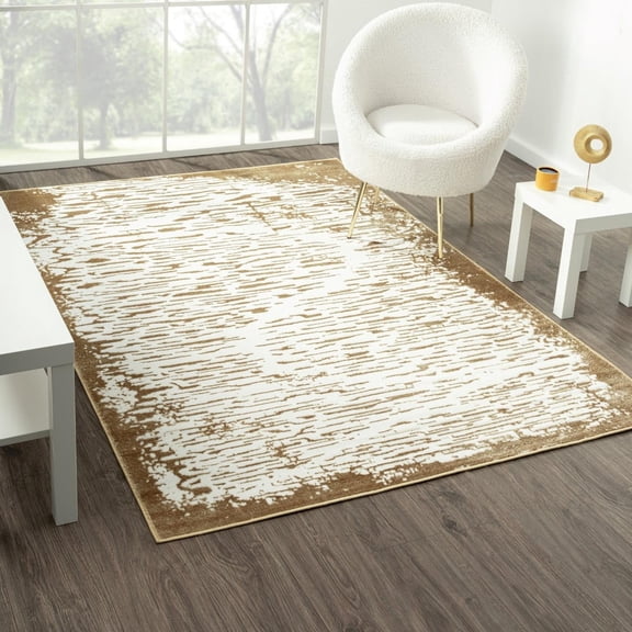 Luxe Weavers Artistic Textured Metallic Gold 8x10 Area Rug, Modern Carpet for Living Room