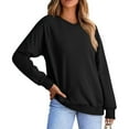thumbnail image 2 of Xcmzpl Womens Sweatshirts Basic Solid Color V Neck Sweatshirt Oversized Sweater Tops Cotton Long Sleeve Shirts Fall Fashion, 2 of 5