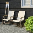 thumbnail image 4 of Resenkos 2-Person Swing Bench, Outdoor Loveseat with Table, Steel Frame, Perfect for Relaxing on Deck,Cream White, 4 of 11