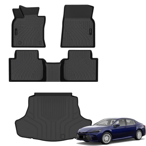 Auxko All Weather Floor Mats Cargo Mat Fit for Toyota Camry FWD 2024 2023 2022 2021 2020 2019 2018 TPE Floor Liner Trunk Mat Camry Accessories All Season Odorless Anti-Slip Black