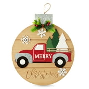 Holiday Time Merry Christmas Truck Ornament Sign