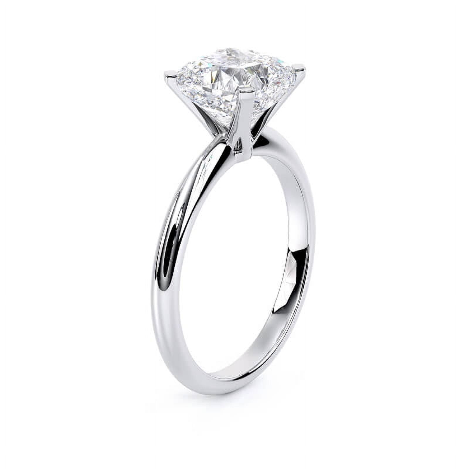 Veda Jewelry 1.67 Ct Cushion Cut Solitaire Engagement Ring for Women - 14K White Gold Plated with Moissanite - Perfect for Wedding Proposals, Promise Rings, Gifts for Her