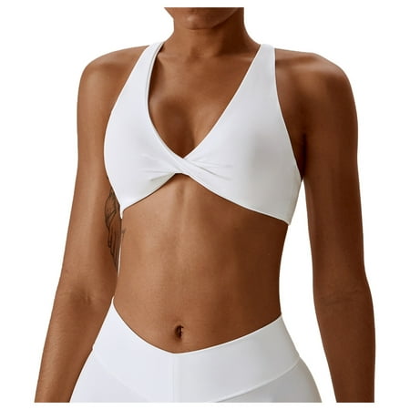 BYHONG Women s Seamless Skin Feel Yoga Top Backless Sports Bra for Running and Fitness Athletic Yoga Bralette Women s Sports Bras White XL