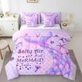 thumbnail image 1 of YST Ensemble de Couette pour Enfants Filles Mermaid 7 Pcs, Literie Mermaid Très Grand, Ensembles de Literie Mermaid Queue de Poisson Violette Girly, Écailles de Poisson Étoile de Mer Hippocampe Réversible avec Ensemble de Draps, 1 of 4