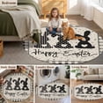 thumbnail image 5 of Black Grey Easter Round Area Rug 3.3Ft Washable Circle Rugs for Dining Room Table, Polka Dot Bunny Spring Vintage Plaid Checkered Non-Slip Carpet Floor Mats Indoor Outdoor Carpet Runner Home Decor, 5 of 8
