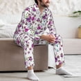 thumbnail image 7 of Naloa Violets Flowers Men’s Pajamas Set - Long Sleeve Button Down Sleep Shirt and Pajama Bottoms Sleepwear Set-XX-Large, 7 of 7