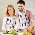 thumbnail image 3 of Pink Black Geometric Feather and Arrow Apron-Garden Aprons for Women with Pockets-Cotton Linen Waterproof Kitchen Cooking Gardening Aprons Adjustable for Kitchen,Cooking,BBQ and Salon 33x27 Inch, 3 of 7