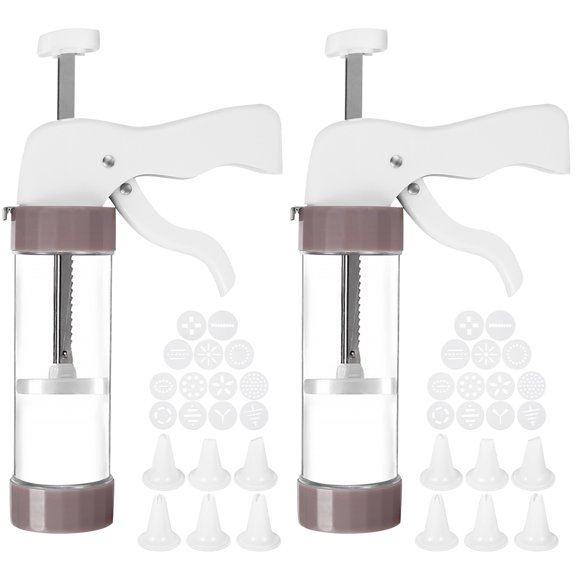 Wekvgz 2 Pcs Cookie Press with 26 Cookie Discs and 12 Icing Nozzles Ergonomic Cookie Maker Reusable Cookie Press Kit Practical Cookie Press Machine for Baking