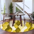 thumbnail image 4 of 5ft Round Rug, Yellow Stripes Non-Skid Rubber Backing Large Area Rugs - Living Room Bedroom Home Office, Retro Farmhouse Gradient Ripple Pattern Indoor Floor Mat Carpets Washable Rug, 4 of 9