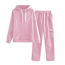 Women Sweatsuits 2 Piece Set Hoodie Pullover and Cargo Sweatpants Drawstring Elastic Waist Joggers Sets Fall Winter Two Piece Outfits