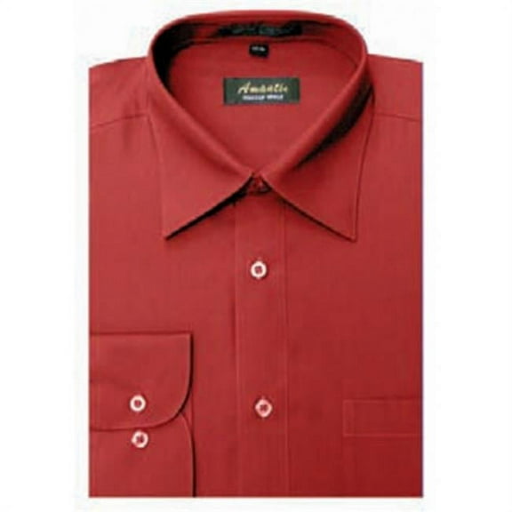 Amanti CL1017-19x34-35 Amanti Mens Wrinkle Free Apple Red Dress Shirt - Apple Red-19 x 34-35