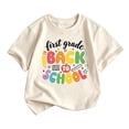 thumbnail image 2 of School Uniform Tshirts Kids First Day First Grade T Shirt Short Sleeve Girls Top Graphic Tees for Boys Beige 4-5 Years, 2 of 3