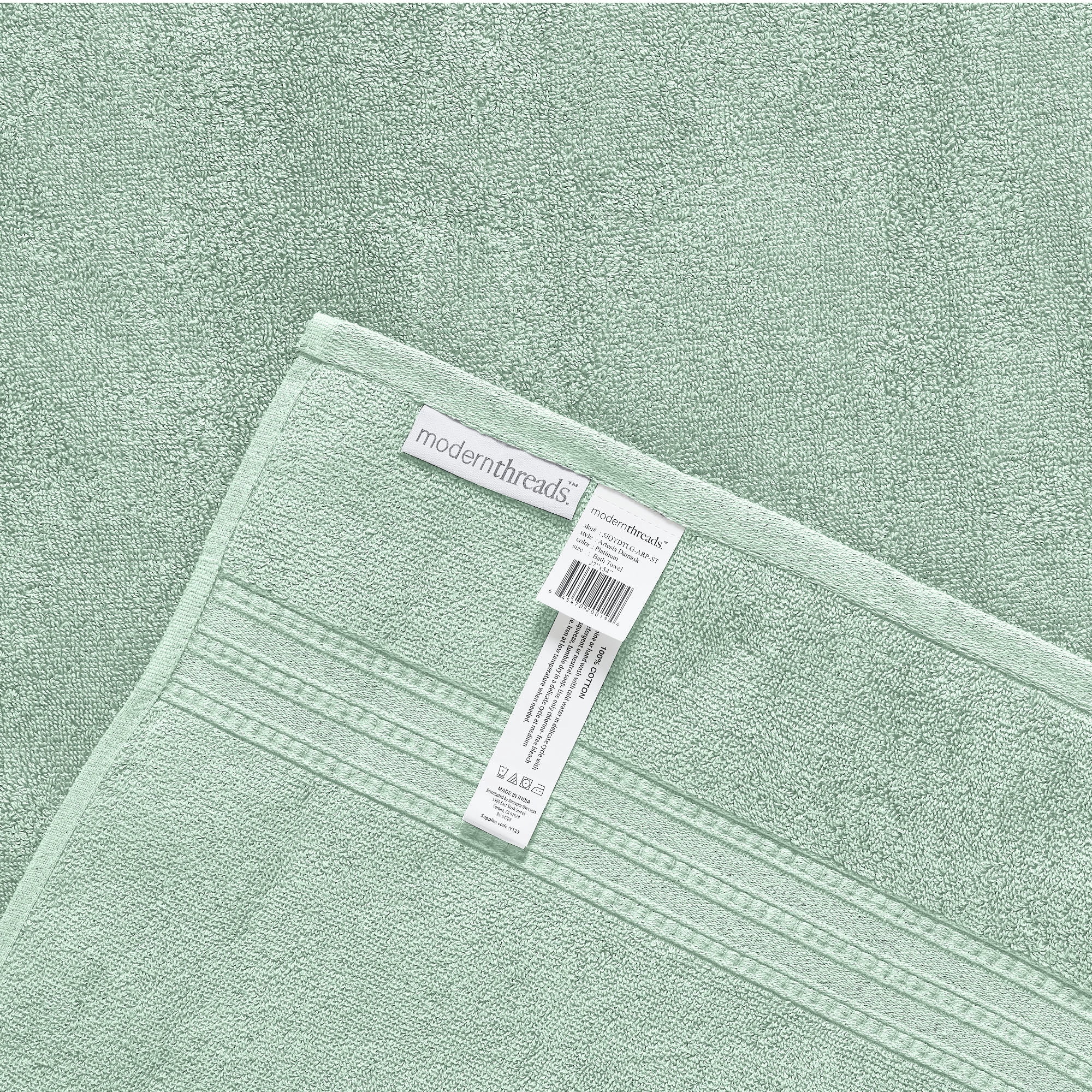 Modern Threads Artesia Damask 6-Piece Bath Towel Set, Sage