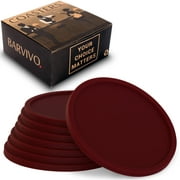 Drink Coasters by Barvivo Set of 8 - Tabletop Protection for Any Table Type, Wood, Granite, Glass, Soapstone, Marble, Stone Tables - Perfect Red Soft Coaster Fits Any Size of Drinking Glasse