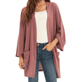 thumbnail image 1 of Grace Karin Women's Open Front Cardigan Oversized Waffle Knit Long Batwing Sleeve Sweaters with Pockets,Redwood, 1 of 7