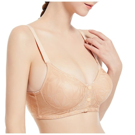 Fsqjgq Sports Bras for Women Underwear Bracelets for Women Floral Lace Nursing Bras 36C Bras for Women Sexy Front Button Shaping Cup Adjustable Shoulder Strap Large Size Underwire Bra Push Up Bra Bra