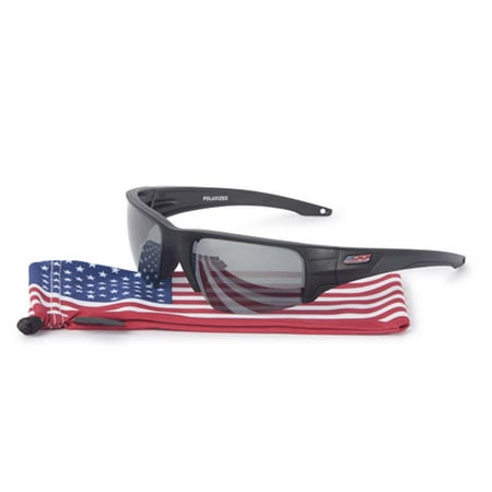 ESS Sunglasses Crowbar USA Flag Black with Polarized Gray Mirror Lens Sunglasses
