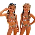 thumbnail image 3 of CCRFTGI Swimsuit for Kids Girls Size 7 Two Piece Sets Swim Vacation Bikini Set Beach Vacation Girls Bathing Suit Cute Summer Hawaiian Tropic Girls Fashion Swim Suit Kids Swimwear Yellow 2-3 Years, 3 of 9
