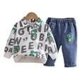 thumbnail image 2 of KYAIGUO 2PCS Toddler Baby Sweatshirt Jean Clothes Set Newborn Spring Fall Casual Outfits Shirt Demin Pants Set, 2 of 9