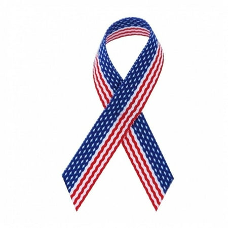 American Flag Fabric Awareness Ribbons - Bag of 250 Fabric Ribbons w/ Safety