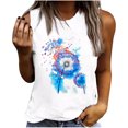 thumbnail image 1 of Camiseta holgada sin mangas con cuello redondo y estampado de flores informales de verano para mujer Pompotops lopia994240, 1 of 5