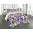 thumbnail image 2 of Ambesonne Hippie Quilted Coverlet 3 Pcs, Peace Activism Theme, King Size, Multicolor, 2 of 4