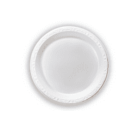 9 inch Pebble Box Plastic Plates 1-Compartment (White Color) Case of 400 counts