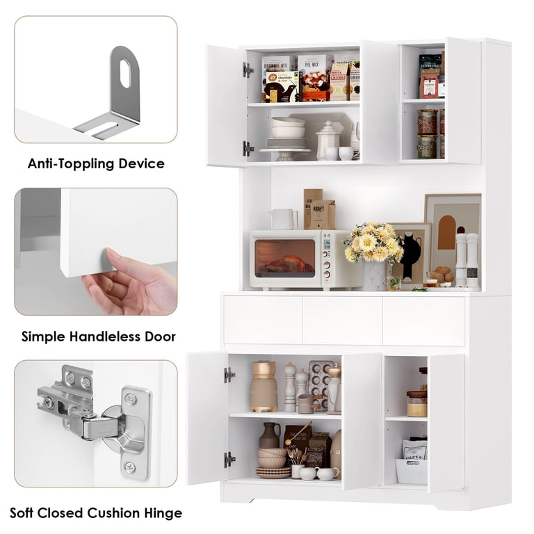 70.9" Kitchen Pantry Cabinet with Charging Station & Led Light photo 3