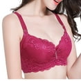 thumbnail image 3 of Xunlbb Bras for Women no Underwire Plus Size Woman's Embroidered Glossy Comfortable Breathable Bra Underwear No Rims(Wine,42), 3 of 8
