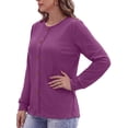 thumbnail image 4 of MOSHU Crewneck Sweatshirts for Women Decorative Buttons Long Sleeve Shirts Fashion Pullover Womens Sweatshirts Fall Tops, 4 of 11