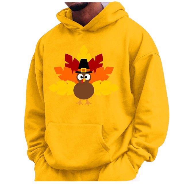 VBARHMQRT Halloween Crewneck Sweatshirt Men Hoodie Thanksgiving Letter Print Pocket Drawstring Print Hoodie