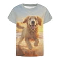 thumbnail image 4 of FAOWME Toddlers Kids Girls T Shirt Short Sleeve Round Neck Cartoon Print Comfortable Breathable Top For Casual Daily Wear,Multicolour,6-7 Years, 4 of 6