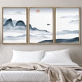 thumbnail image 2 of IDEA4WALL Framed Canvas Print Wall Art Set Blue Watercolor Mountain Range Sea Nature Wilderness Modern Art Decorative Landscape Rustic for Living Room, Bedroom, Office - 16"x24"x3 Natural, 2 of 5