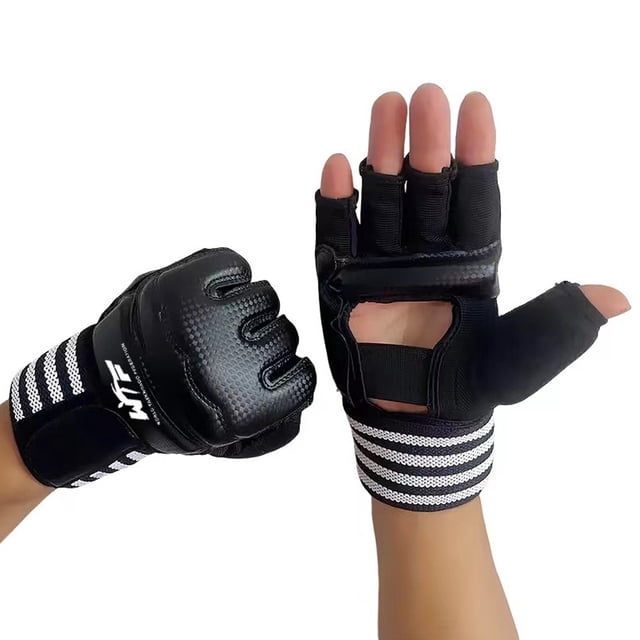 Guantes de boxeo MMA, guantes de medio dedo, guantes de fitness para hombres, guantes de lucha para niños, guantes de taekwondo para mujeres, protectores de pies