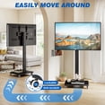thumbnail image 5 of RTVR Modern Rolling TV Stand with Upgraded Wheels for 32 to 75 inch Screens, Height  Adjustable Swivel Mobile Portable Corner TV Stand for Bedroom, Corner, Small Dorm, Black, 5 of 10