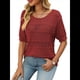 thumbnail image 2 of Suéteres de Punto de Cuello Redondo de Corta de Verano para Mujer, Color Rojo, Talla S, 2 of 7