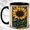 Black, variant on Jeweled Sunflower Coffee Mug, Floral Garden Mug, Ceramic 11 oz