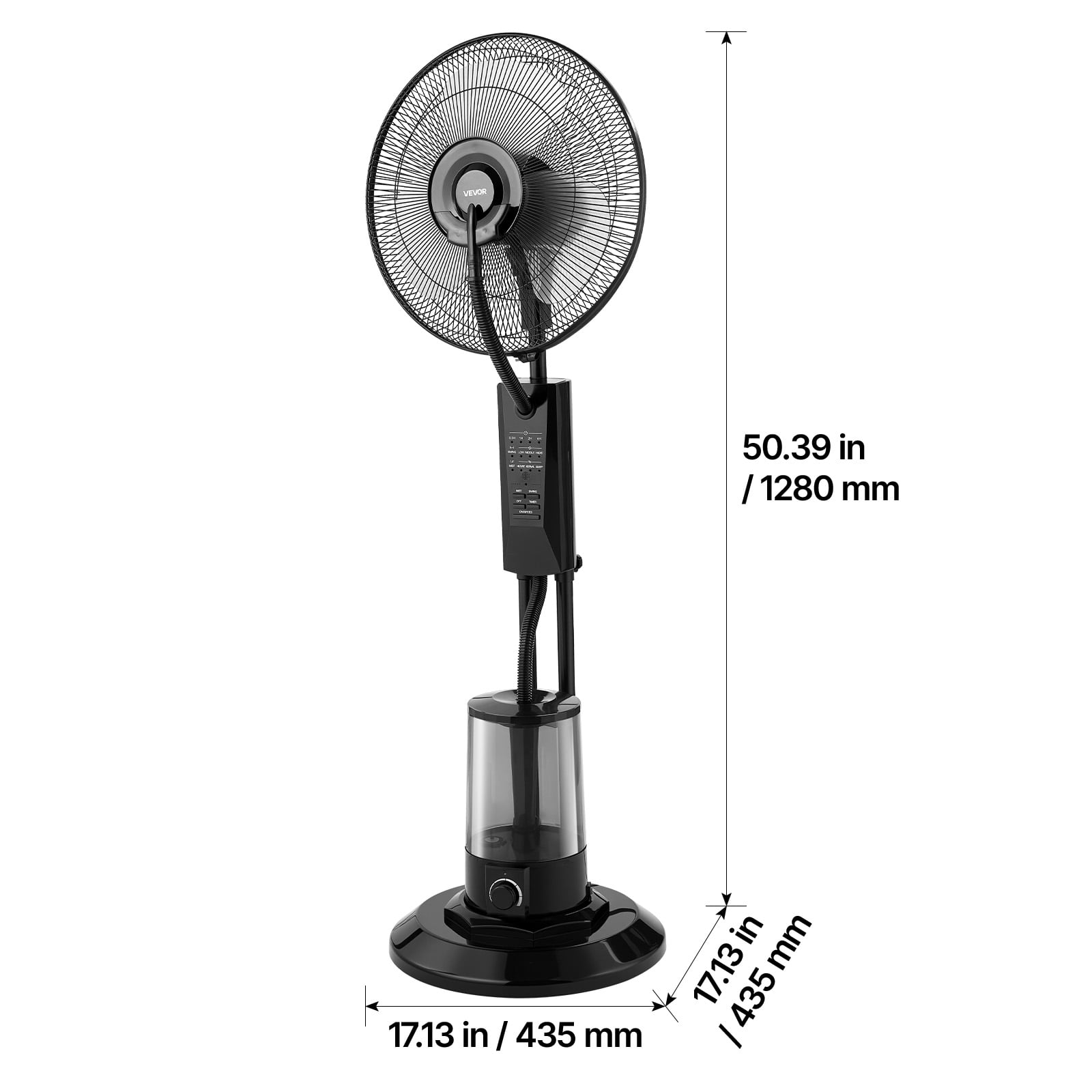VEVOR Misting Fan, 3 Wind Speeds Misting Standing Fan, Mister Cooling Fans with 0.79 gal Water Tank, Remote & Panel Control, Water Cooling Fans for Indoor, Outdoor, Garage, Patio, Living Room,3 Modes