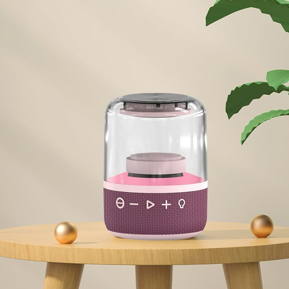 COFEST Transparent Colorful Light Effect Luminous Bluetooth Speaker Wireless Glazed Computer Audio Desktop Ornaments Ambient Light Audio Pink