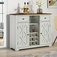 thumbnail image 3 of FESTIVO 47 in. Off-White Wood Bar Cabinet with Brushed Nickel Knobs, 3 of 6