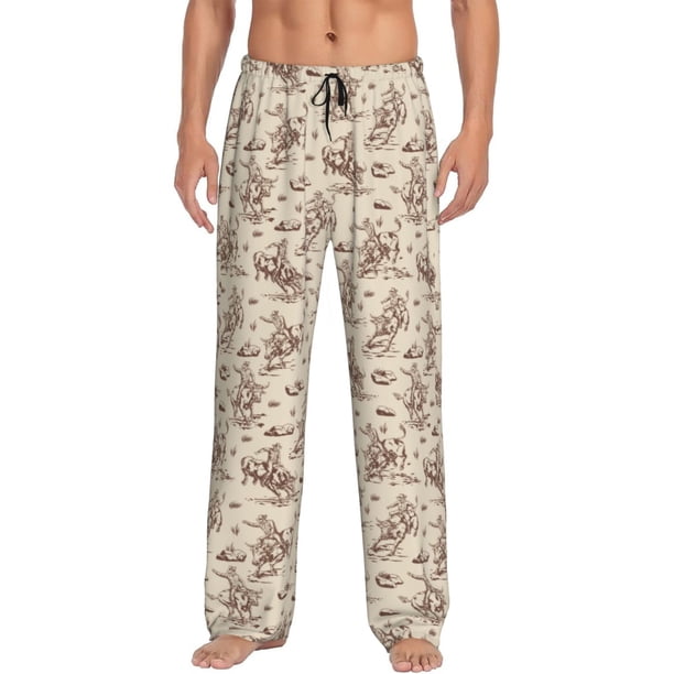Balery Cowboy Sitting On Cow Back Pantalones de pijama para hombre, pijama ultraligero, pantalón de descanso-Medium