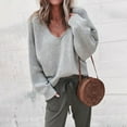 thumbnail image 2 of Vedolay Women's Pullover Sweater 2023 Fall Casual Long Sleeve Turtleneck Loose Tops,Gray L, 2 of 4