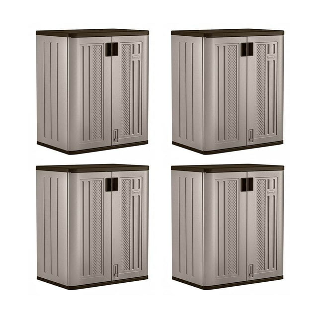Suncast Armoire de Rangement de Base de Garage en Résine Robuste de 9 Pi3, Platine (Lot de 4)
