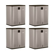 Suncast 9 Cu Ft Heavy Duty Resin Garage Base Storage Cabinet, Platinum (4 Pack)