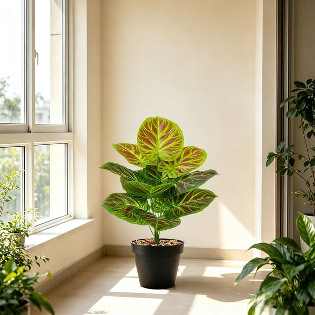 Artificial Potted Greenery, Realistic Faux Pothos with Pot, Low Maintenance Home Office Decor, 1 Count