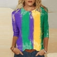 thumbnail image 2 of Penkiiy Women's Mardi Gras Fashion Printing Casual Round-Neck 3/4 Sleeve T-shirt Blouse 3XL Multicolor, 2 of 5
