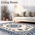thumbnail image 2 of ODIKA 2'x3' Machine Washable Non-Slip Area Rug, Enchanting Boho Symmetrical Faded Ancient Decorative Emblems High Traffic Rug, Beige, 658980, 2 of 7
