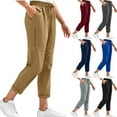 thumbnail image 6 of qucoqpe Women's Quickly-Dry Sports Pants Classic Cozy Elastic Drawstring Waist with Zippered Pockets Straight-Leg Pants Solid Color Stretch Athletic Joggers, 6 of 6