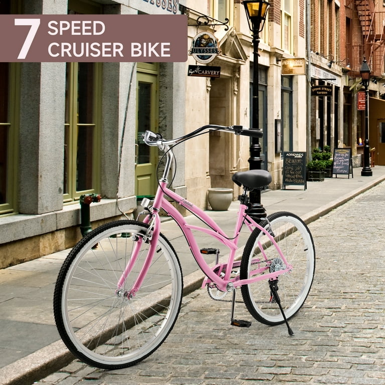 ARTUDATECH 26 Inch Women Beach Cruiser Bike, Shimano Speed